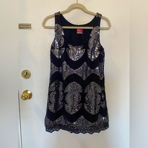 Free People Navy Sequin Shift Dress, size small.